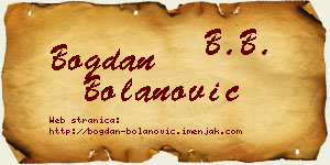 Bogdan Bolanović vizit kartica
